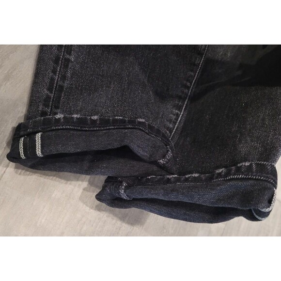 American Eagle Mom Jeans Sz 0 Short (25x24) Black Destroyed Cuffed Denim Organic - Picture 7 of 7